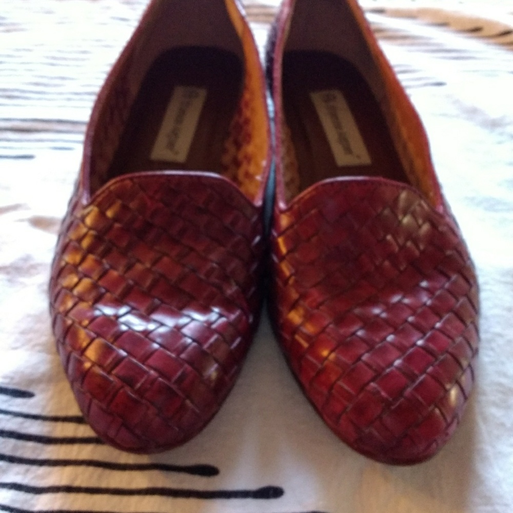 Vtg Etienne Aigner 8W red leather woven flats